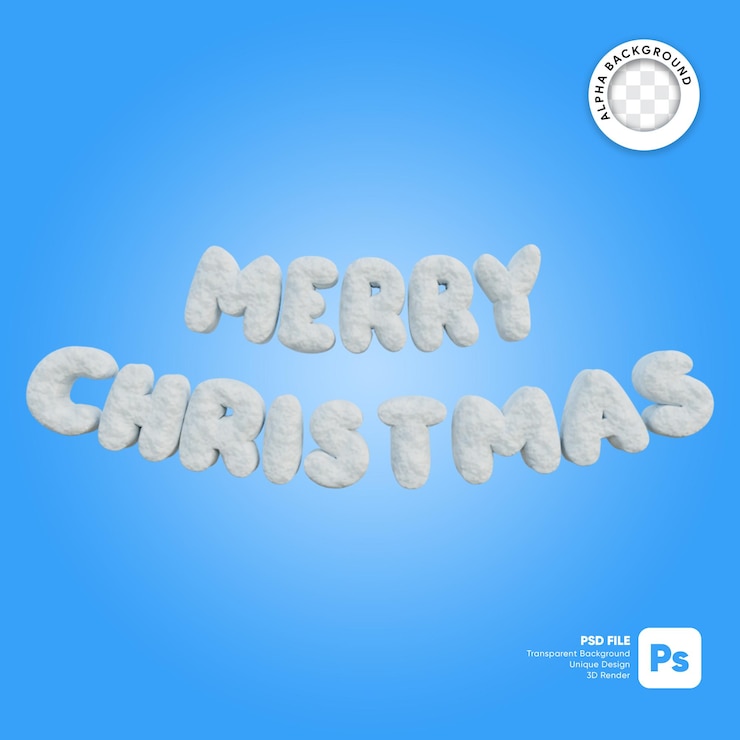 PSD feliz navidad nieve textura objeto 3d
