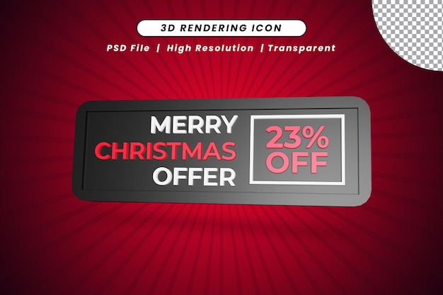 Feliz navidad ofrece 23 por ciento de descuento en icono de renderizado 3d