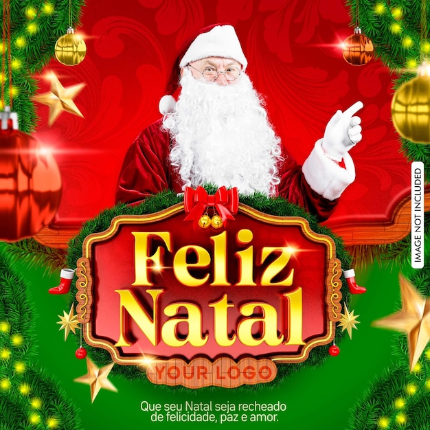 Feliz Navidad plantilla de PSD en portugués