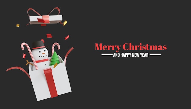 Feliz navidad y próspero año nuevo fondo de banner 3d