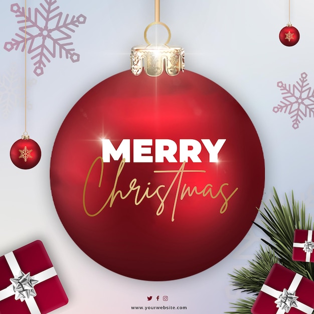 Feliz navidad y próspero año nuevo plantilla de publicación en redes sociales