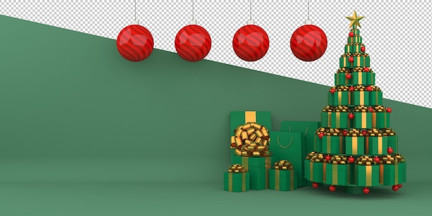 PSD feliz navidad y próspero año nuevo renderizado 3d