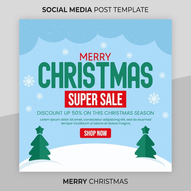 Feliz Navidad publicación de instagram o plantilla de banner web cuadrado