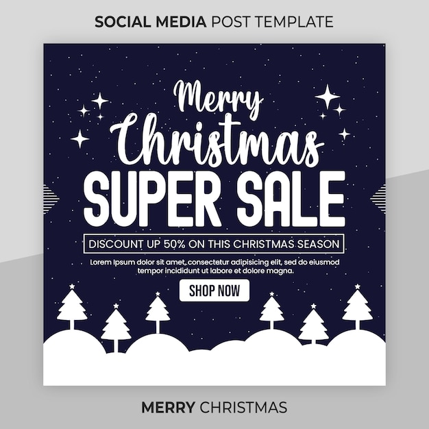 Feliz Navidad publicación de instagram o plantilla de banner web cuadrado