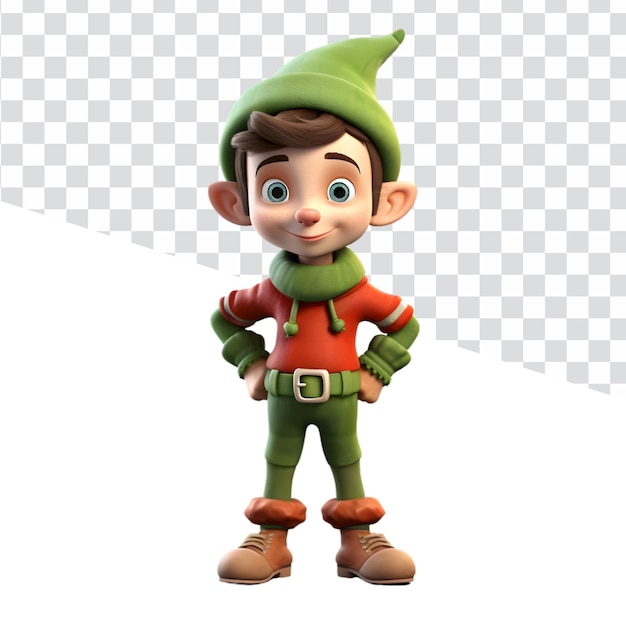 PSD feliz navidad realista un lindo personaje elfo en 3d