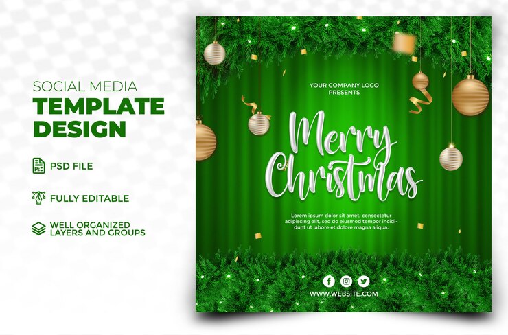PSD feliz navidad en las redes sociales.