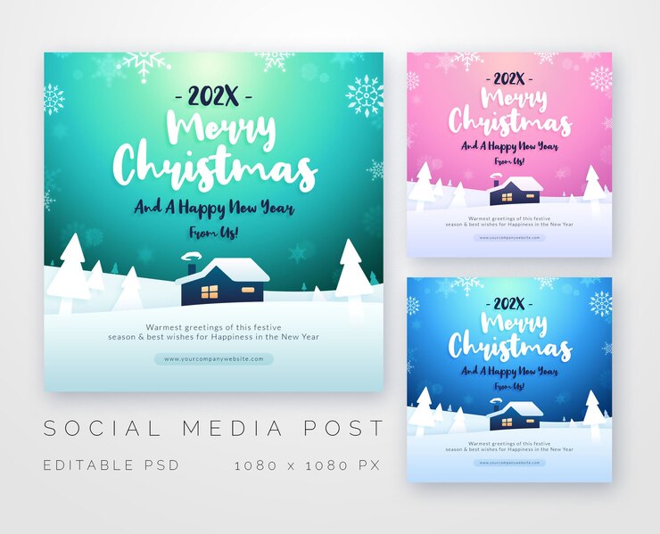 Feliz Navidad saludos para la plantilla de redes sociales