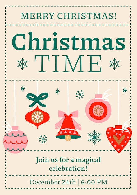 Feliz Navidad Tiempo de Navidad Celebración Invitación