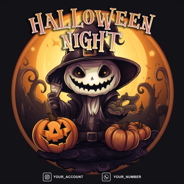 Feliz noite de halloween para postagem no instagram nas redes sociais