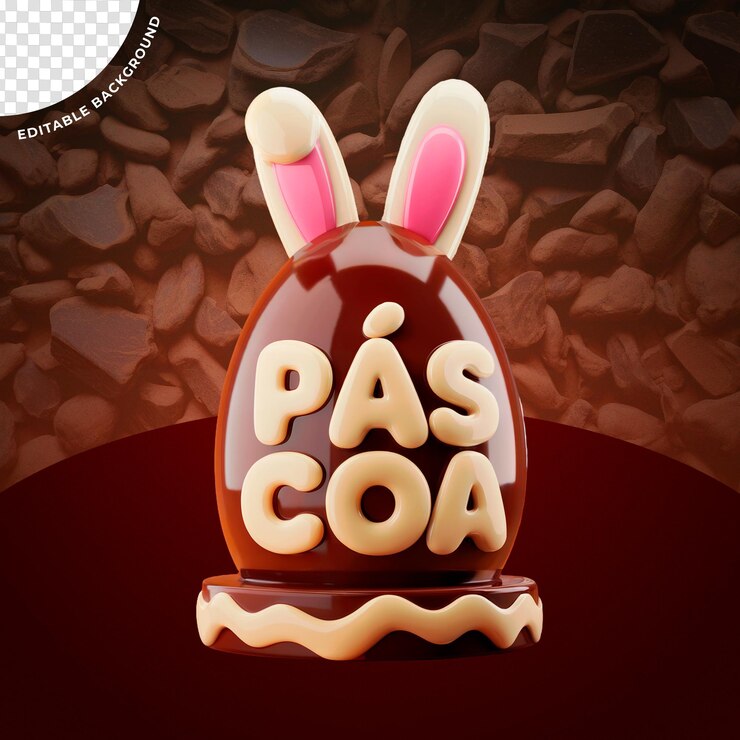 PSD feliz ovo de chocolate de páscoa