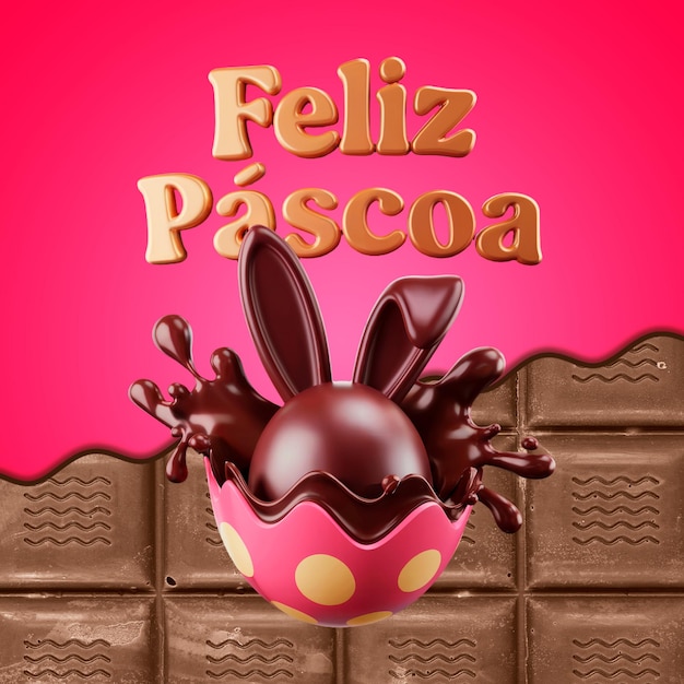 Feliz ovo de coelho de chocolate de Páscoa