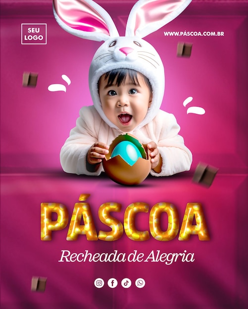 PSD feliz páscoa nas redes sociais