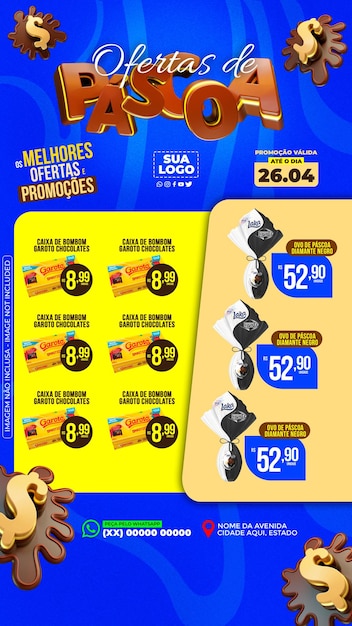 PSD feliz páscoa, ofertas editáveis de mídia social.