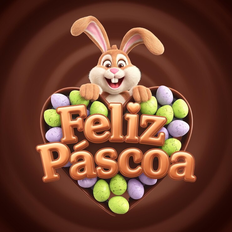 PSD feliz pascua con el conejo de pascua y los huevos de chocolate