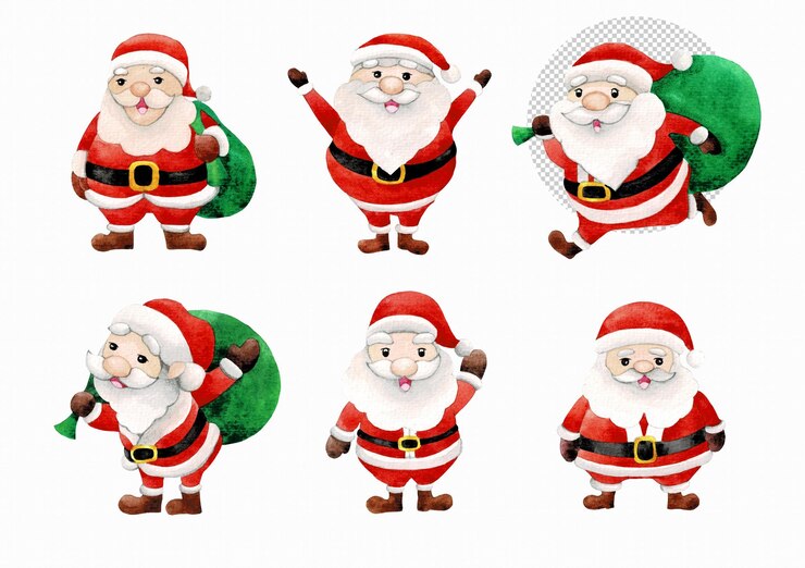PSD feliz personaje de santa claus linda acuarela de santa