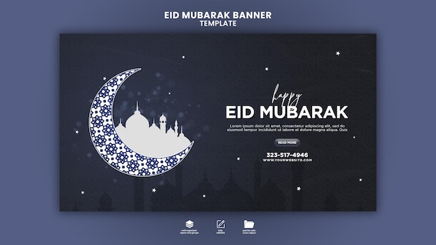 feliz plantilla de diseño de banner de Eid Mubarak o diseño de publicación en redes sociales e Instagram