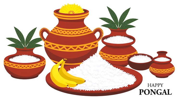 PSD feliz pongal festival cultural indio plantilla de fondo o diseño de tarjeta