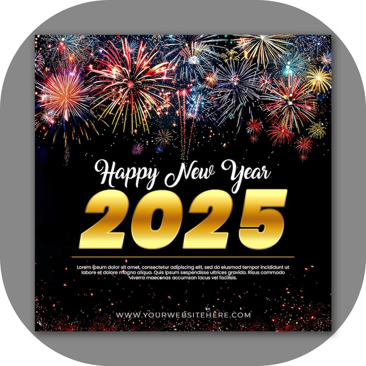 PSD feliz post de celebración del año nuevo 2025
