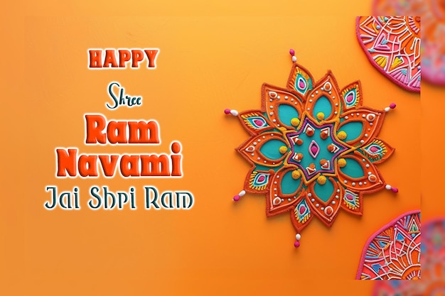 Feliz ram navami el festival cultural hindú desea una tarjeta de celebración aislada en un fondo transparente