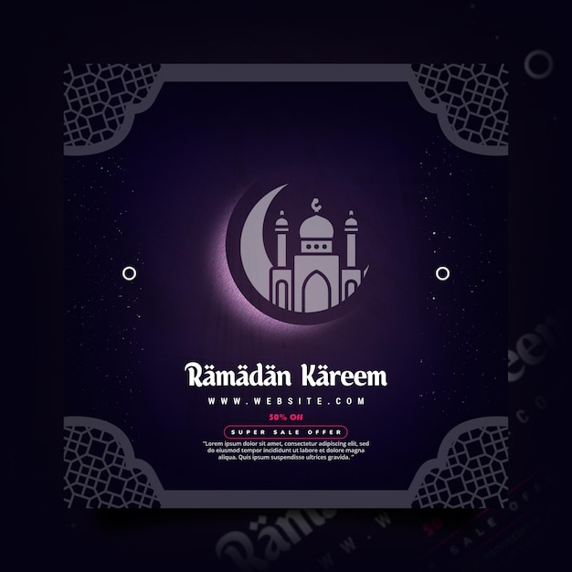 Feliz Ramadan Kareem Design de modelo de postagem de mídia social