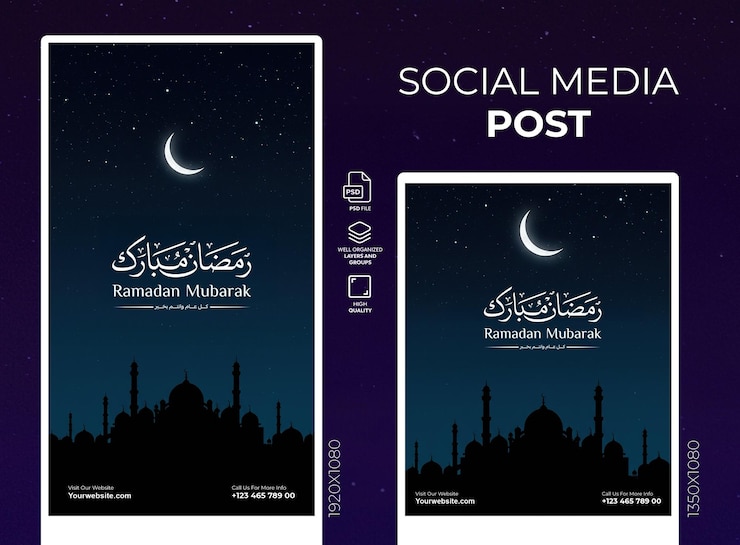 PSD feliz ramadán mubarak festival islámico saludo a las redes sociales template de diseño de publicaciones