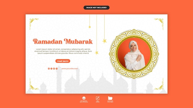 PSD feliz ramadán mubarak mes islámico plantilla de diseño de banner o diseño de publicación en redes sociales