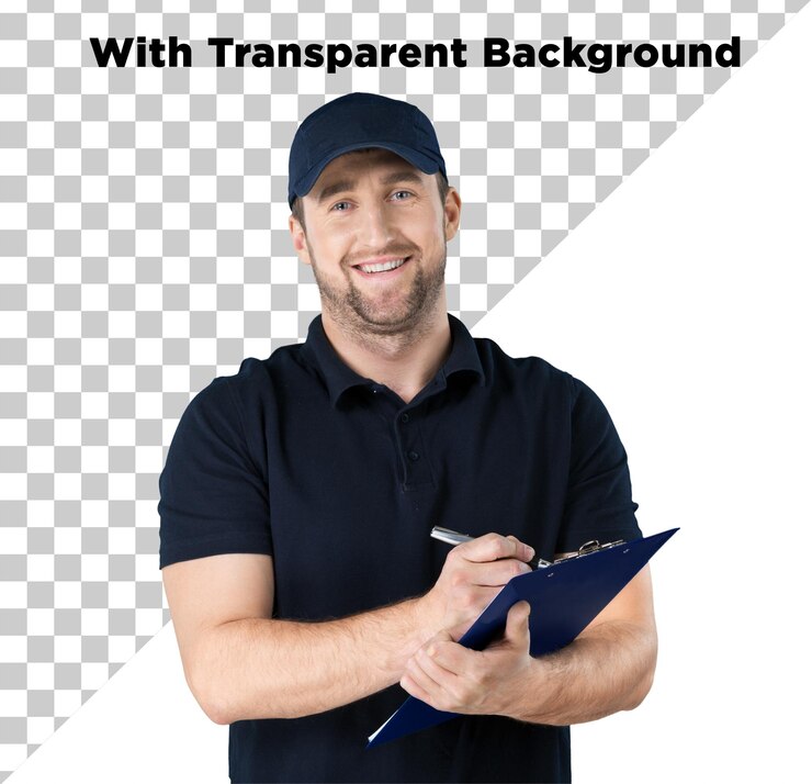 PSD el feliz repartidor con el clipboard