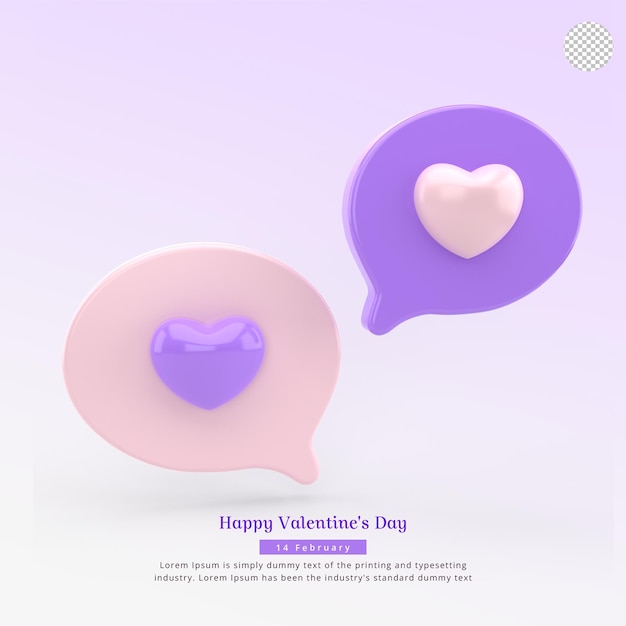 Feliz san valentin calendario render 3d