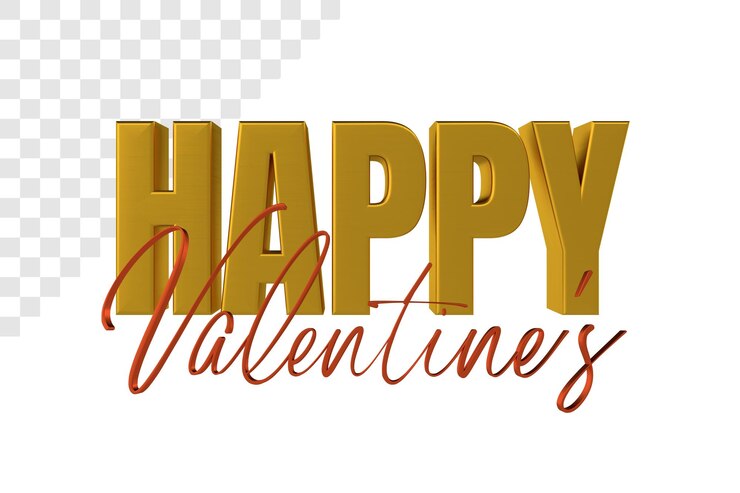 PSD feliz san valentín tipografía 3d dorado transparente