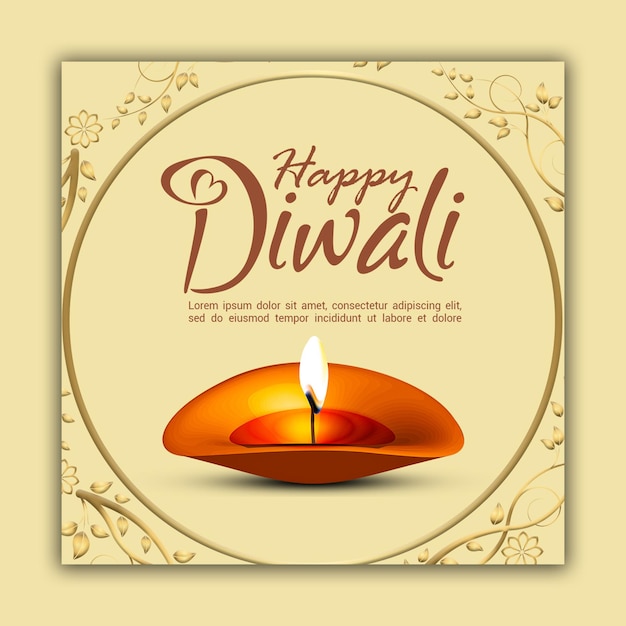 Feliz saudação de Diwali modelo de banner de postagem de mídia social