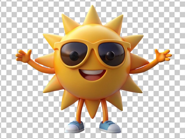 feliz sol en sombras 3d render de un verano listo un fondo transparente