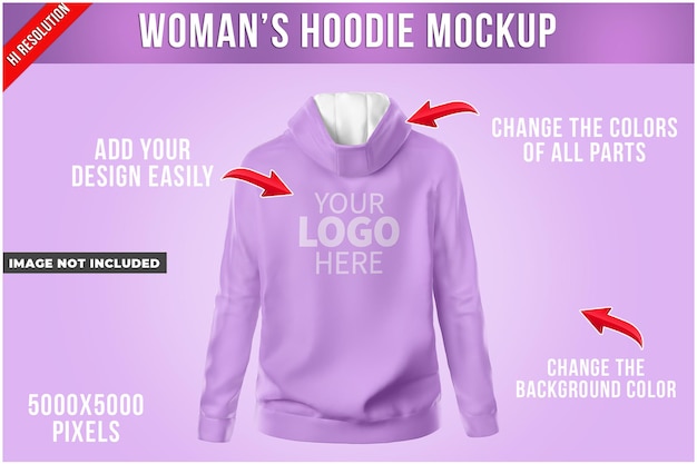Felpa con cappuccio da donna mockup vista posteriore