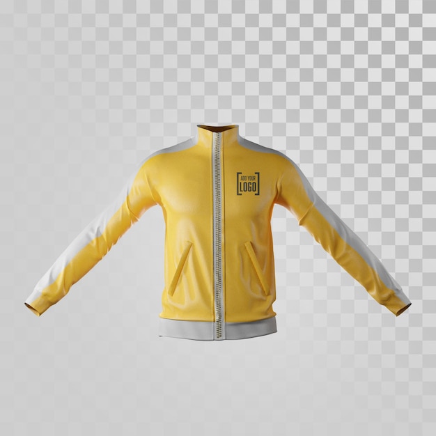 Felpa gialla sportiva Illustrazione 3d mockup con cappuccio giallo