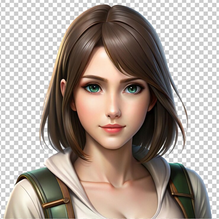 PSD female character 3d on transparent background