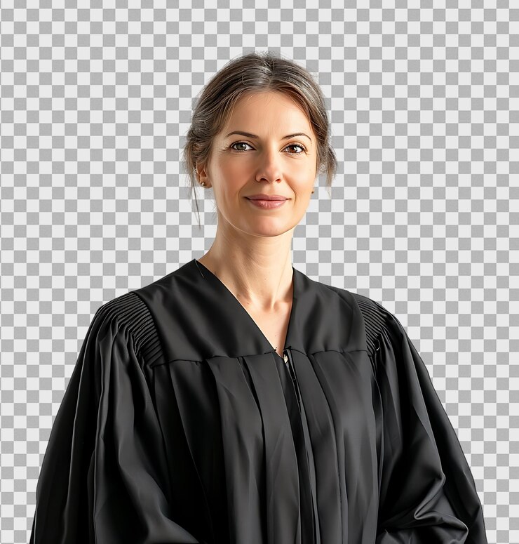PSD female judge on a transparent background