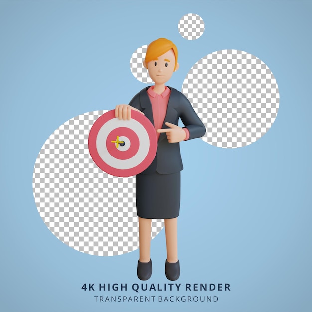 Femme d'affaires montrant son personnage cible illustration du personnage 3d