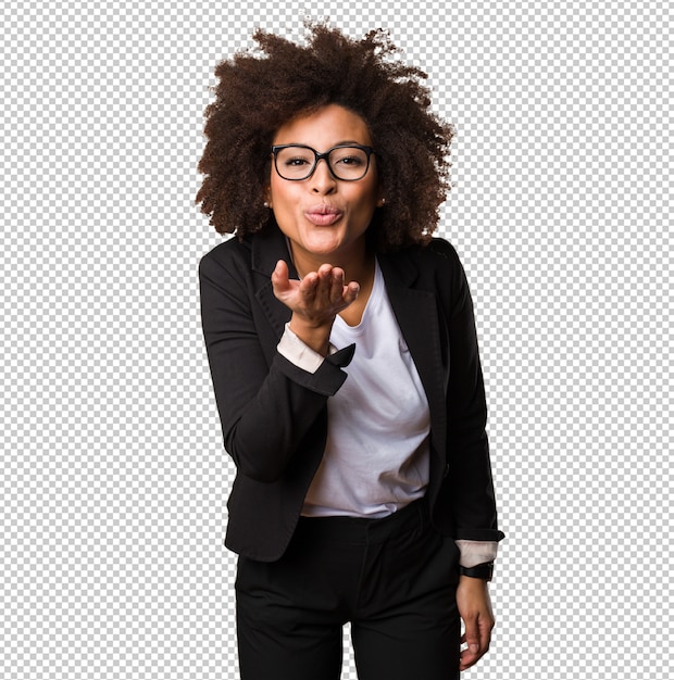Femme d'affaires noire envoyant des baisers