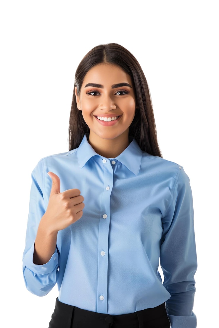 PSD une femme d'affaires souriante et montrant le pouce vers le haut approbation d'affaires arrière-plan transparentpngclipart