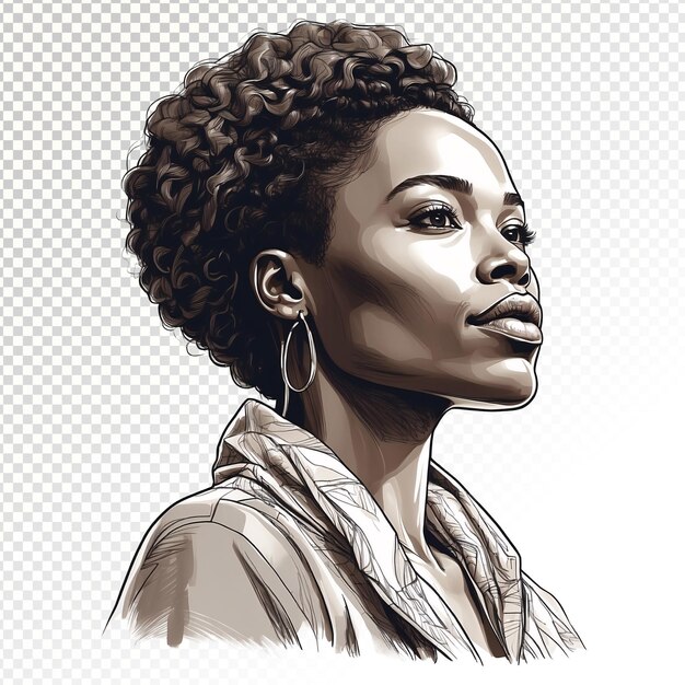 PSD femme afro-américaine mature femme afro-américaine portrait illustraion