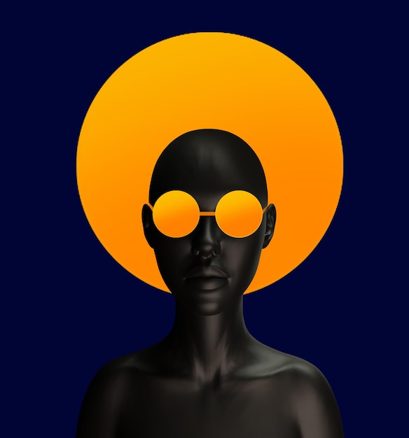 femme afro, rendu 3d, africain