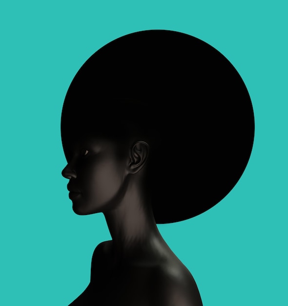 PSD femme afro, rendu 3d, africain