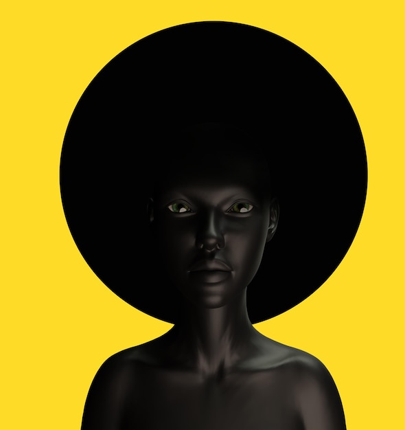 PSD femme afro, rendu 3d, africain