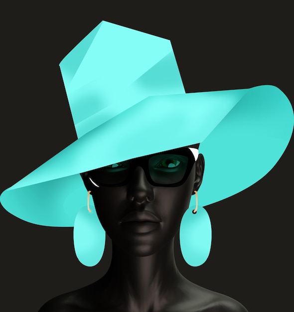 PSD femme afro, rendu 3d, africain