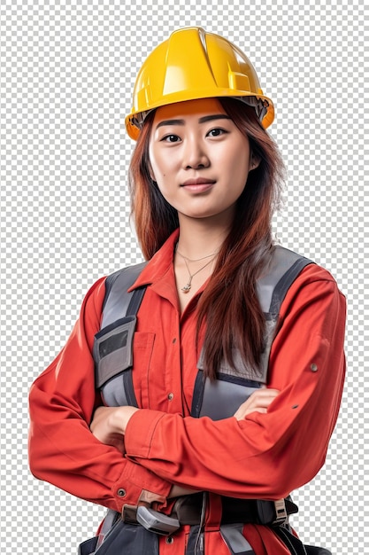 PSD femme asiatique ouvrière de la construction psd blanc transparent est