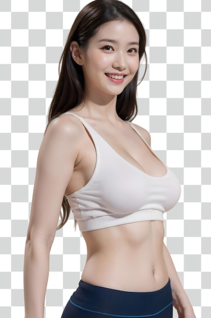 PSD une femme asiatique sexy sur un fond transparent