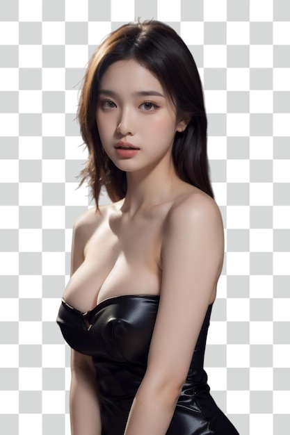 PSD une femme asiatique sexy sur un fond transparent