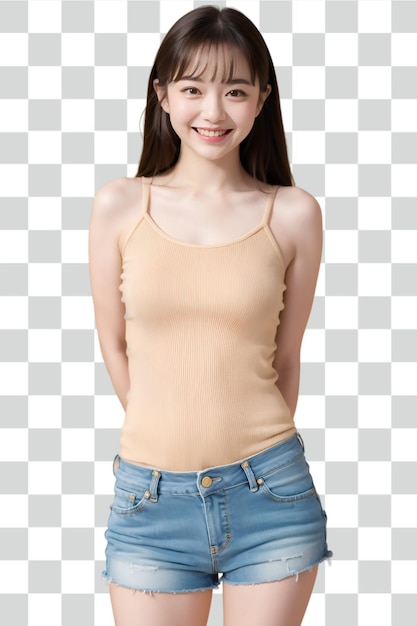 Une femme asiatique sexy isolée sur un fond transparent