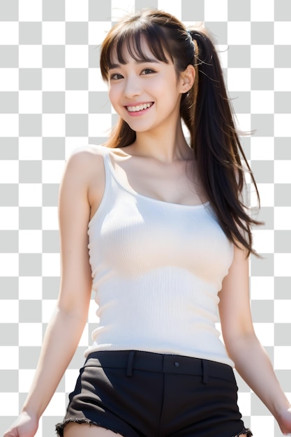Une femme asiatique sexy isolée sur un fond transparent