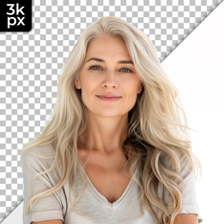 PSD une femme aux cheveux blonds et une photo en noir et blanc d'une femme avec un appareil photo