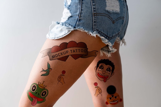 PSD femme ayant une maquette de tatouage